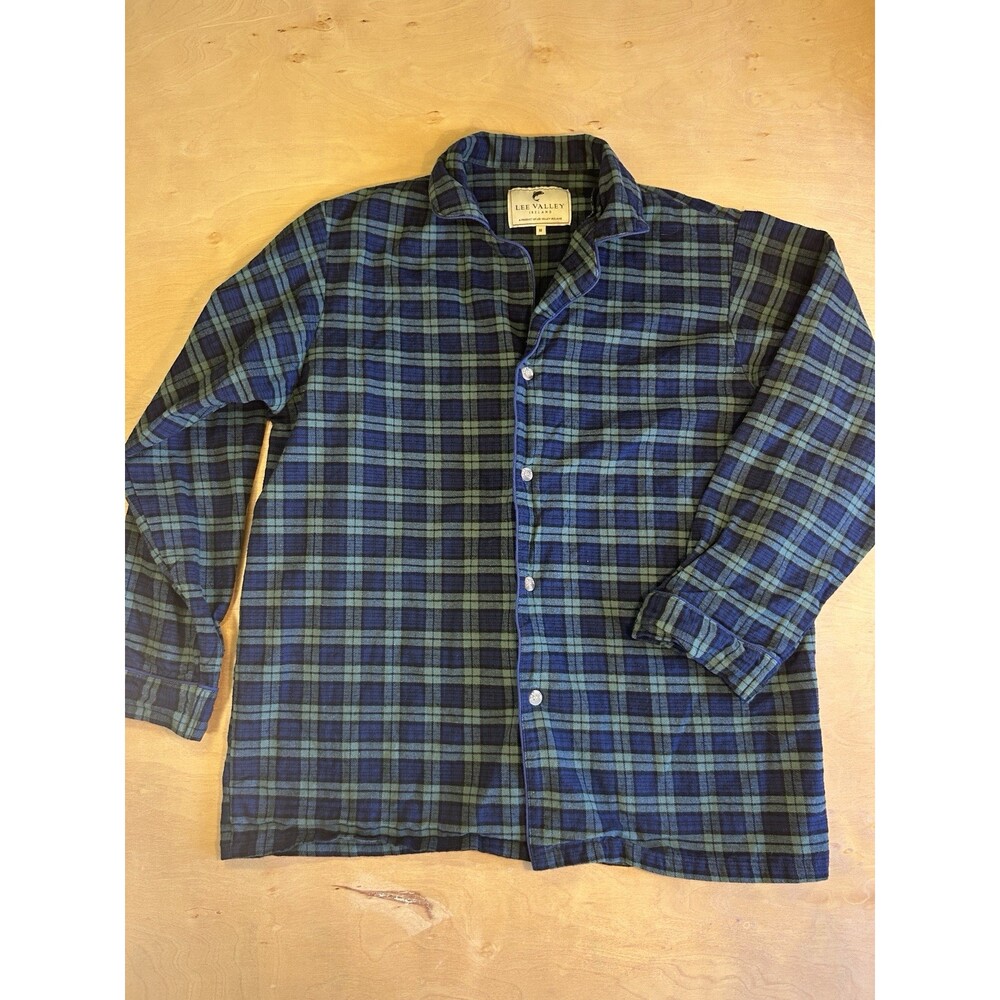 Lee Valley Ireland Mens Green Plaid Flannel Shacket Button-Up Size M